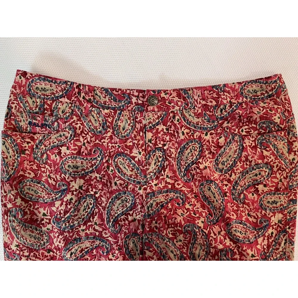 RALPH-Ralph Lauren-Ankle Pant (12) RED LABEL- Paisley-VTG-Preppy-Stretchy-EUC